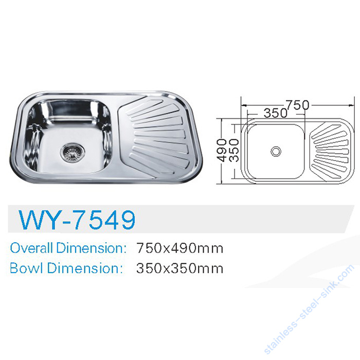 Single Bowl with Drainboard Kitchen Sink WY-7549