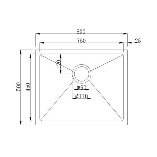 Single Bowl Handmade Kitchen Sink 8050RG