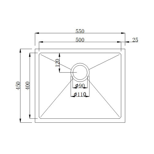 Single Bowl Handmade Kitchen Sink 5545