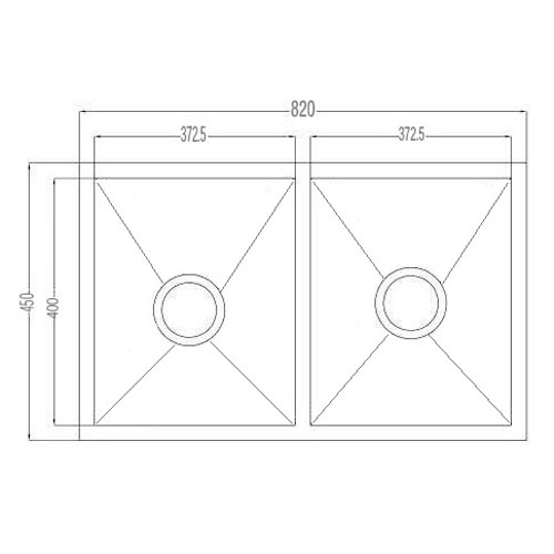 Double Bowl Handmade Kitchen Sink 8245RG